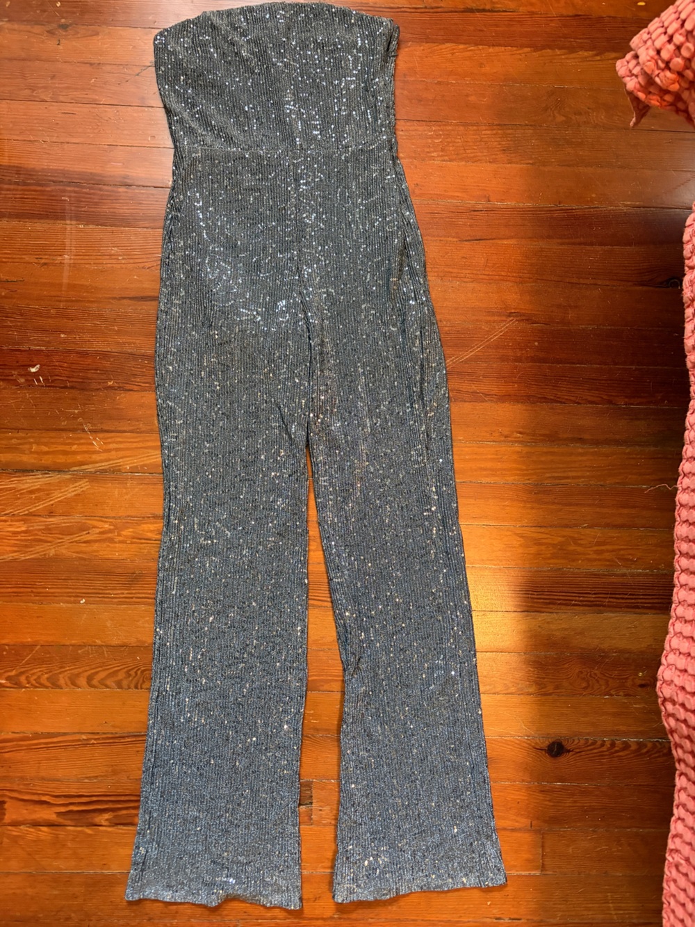 wild fable strapless sequin sparkly Jumpsuit -silver
